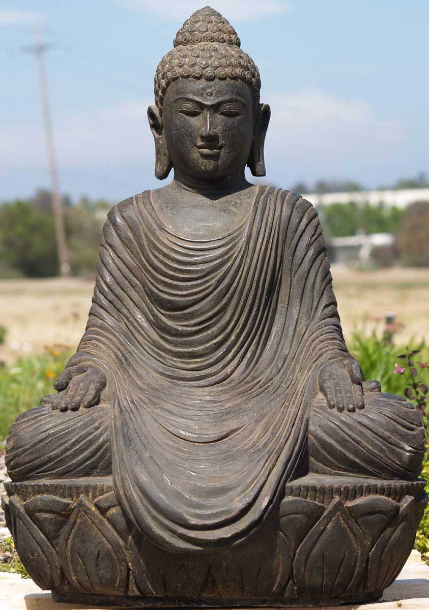 Stone Abhaya Mudra Buddha Statue 33"